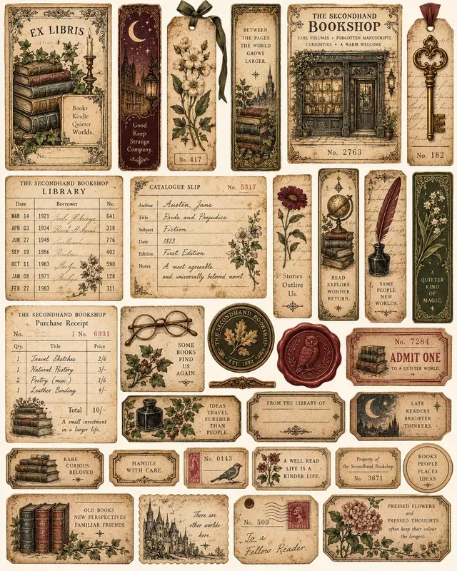 Antique Bookshop Ephemera Sheets