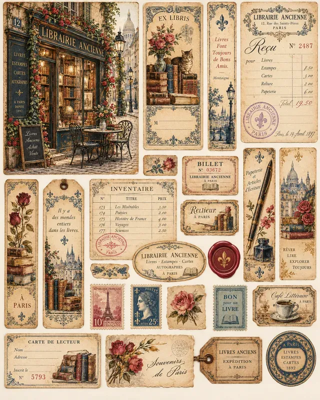 Antique Bookshop Ephemera Sheets