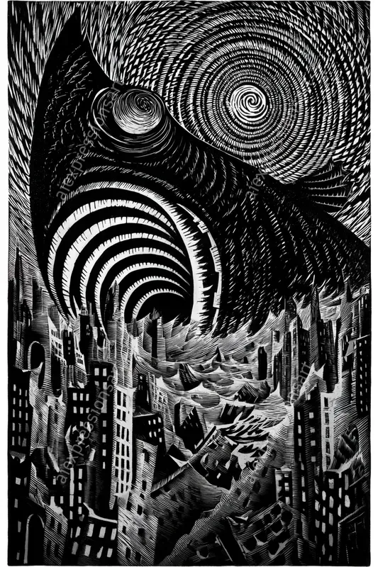 Deep Sea Cosmic Horror Linocut Art