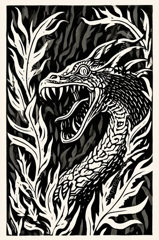 Deep Sea Cosmic Horror Linocut Art