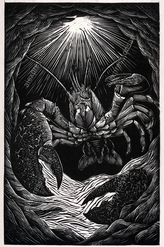 Deep Sea Cosmic Horror Linocut Art