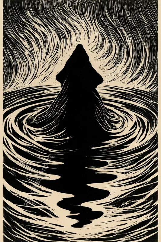 Deep Sea Cosmic Horror Linocut Art