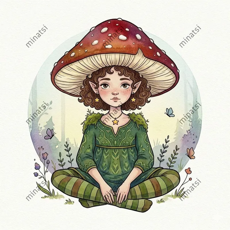 Whimsical Mushroom Fairy Watercolors