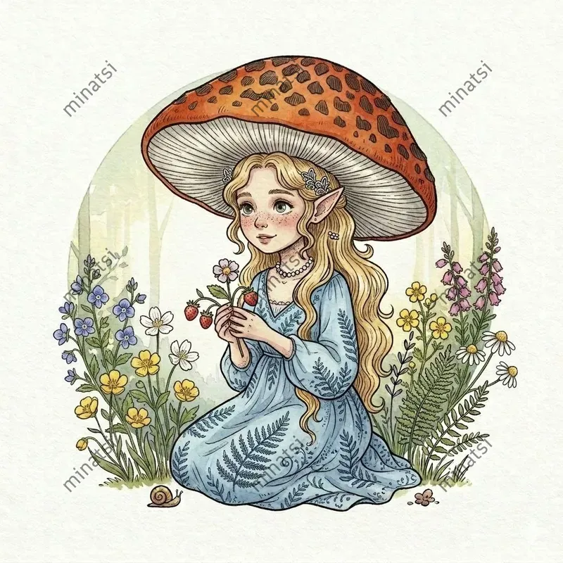 Whimsical Mushroom Fairy Watercolors