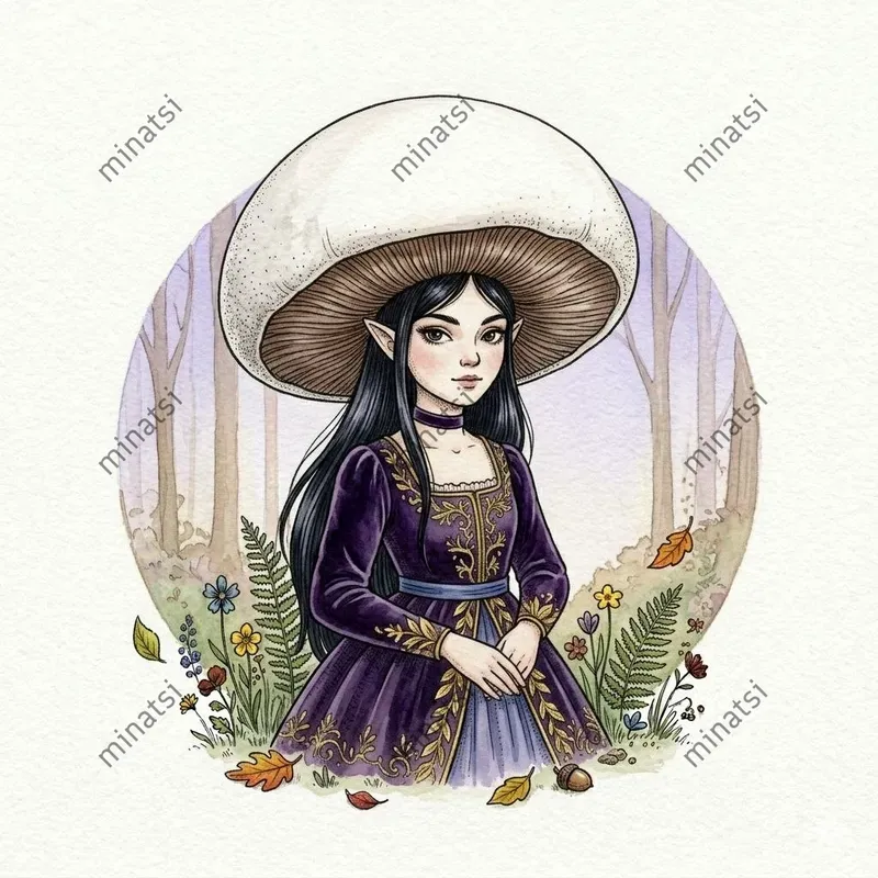 Whimsical Mushroom Fairy Watercolors