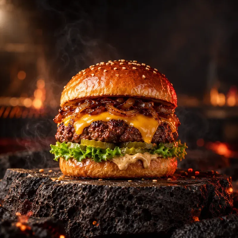 Cinematic Burger Advertising Photos