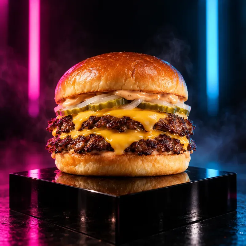 Cinematic Burger Advertising Photos