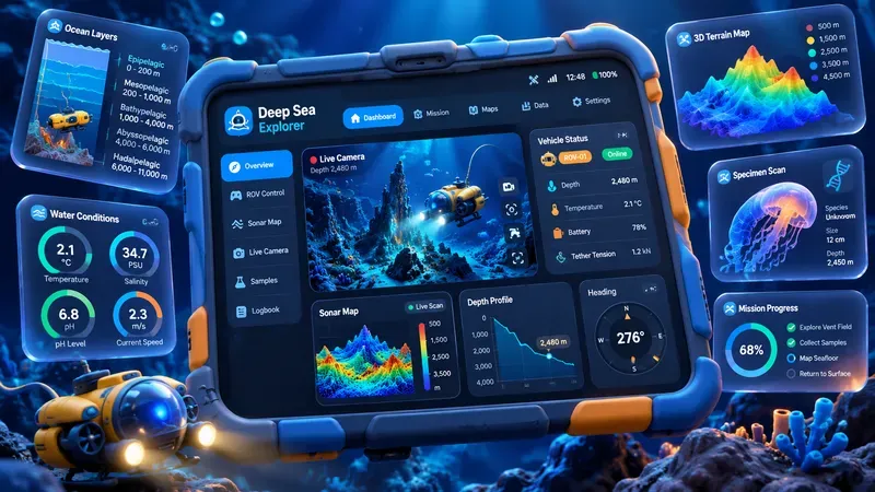 3D Tablet UI Dashboard Mockups