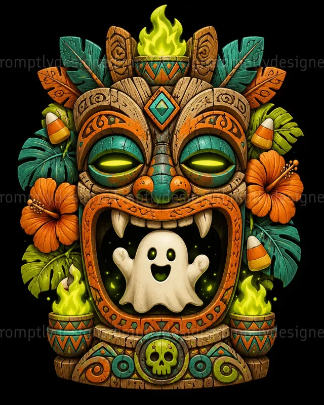Cute Cartoon Halloween Tiki Masks