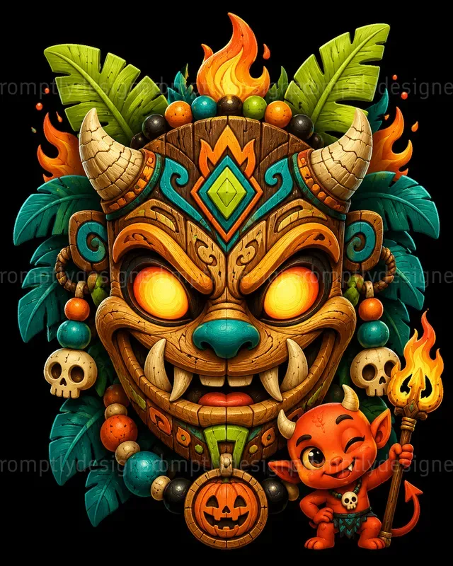 Cute Cartoon Halloween Tiki Masks