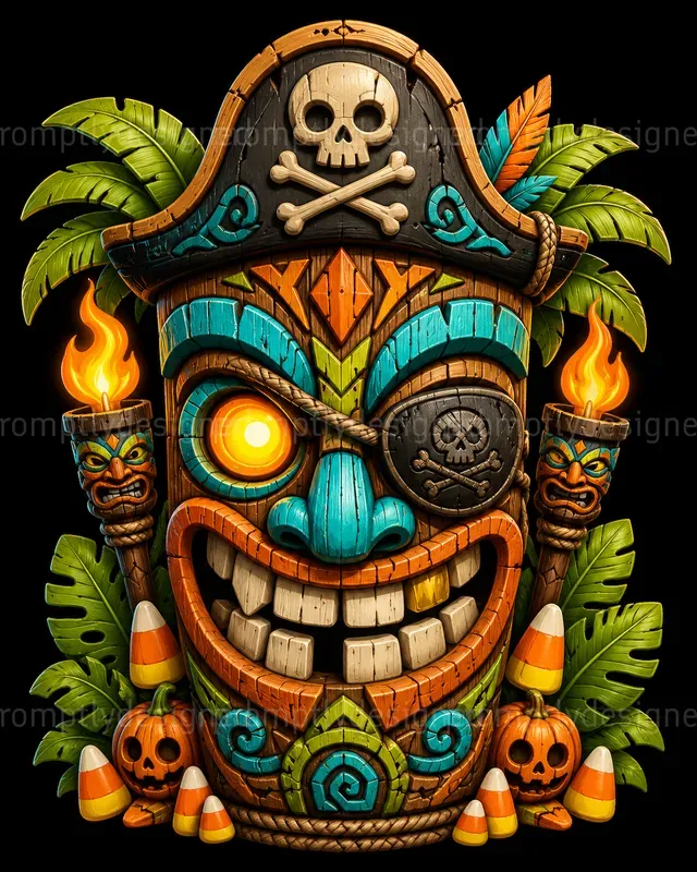 Cute Cartoon Halloween Tiki Masks