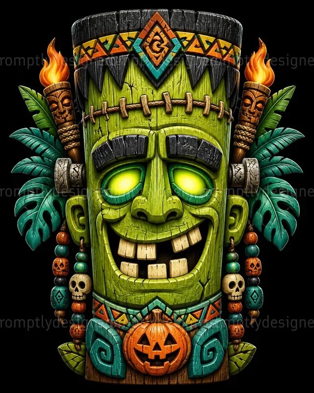 Cute Cartoon Halloween Tiki Masks