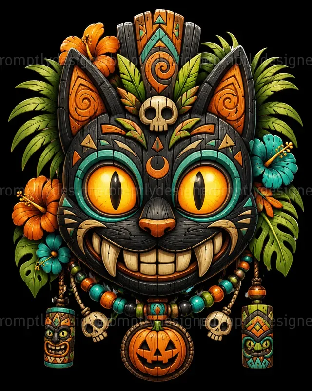 Cute Cartoon Halloween Tiki Masks