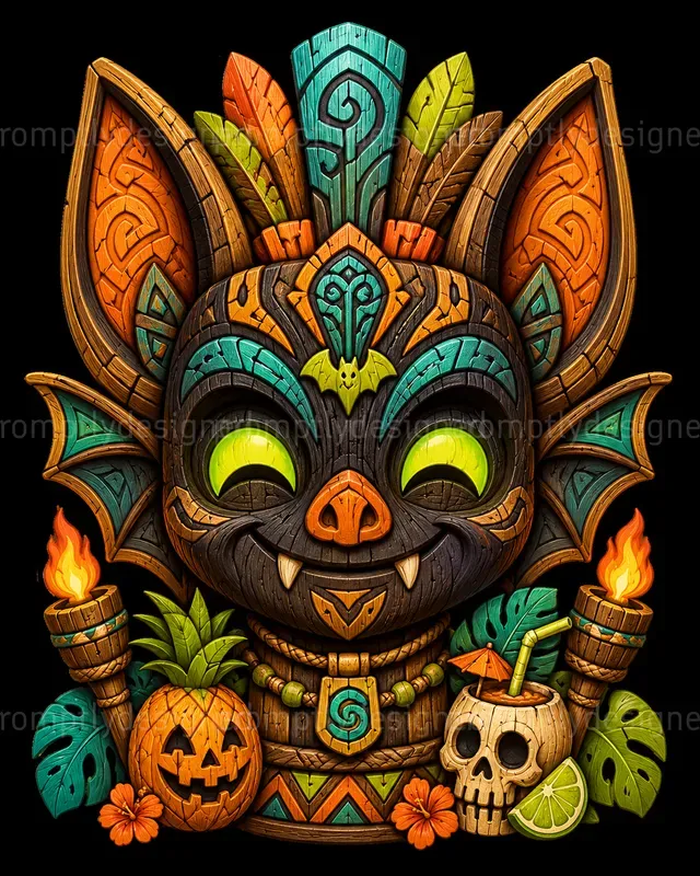 Cute Cartoon Halloween Tiki Masks