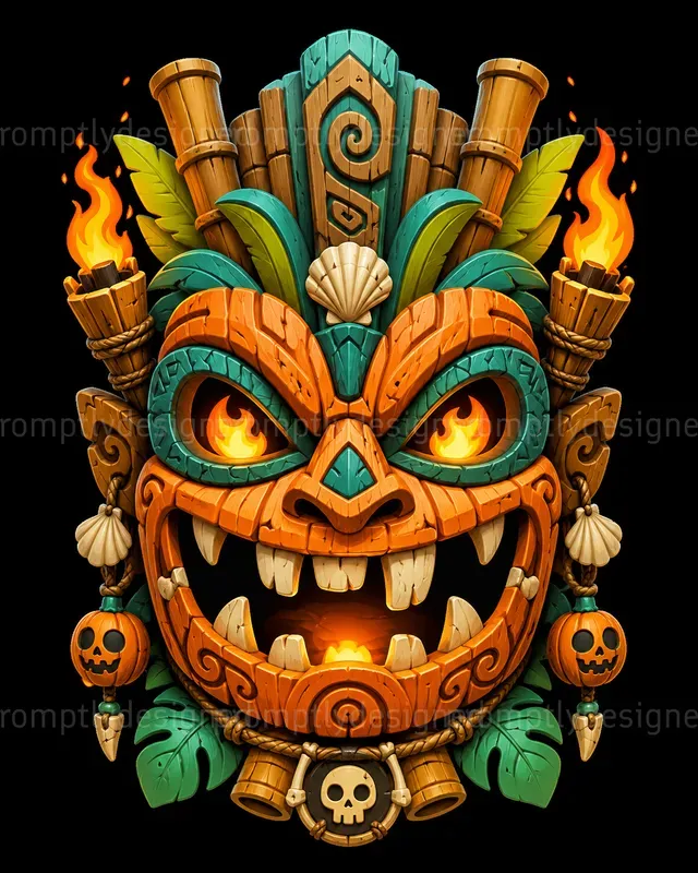 Cute Cartoon Halloween Tiki Masks