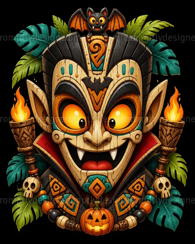 Cute Cartoon Halloween Tiki Masks