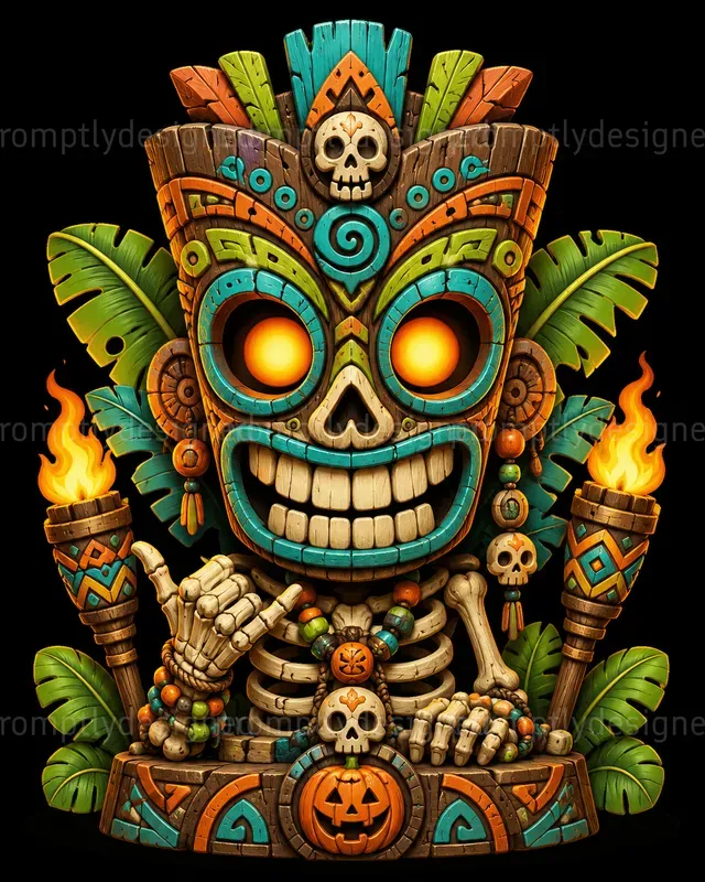 Cute Cartoon Halloween Tiki Masks