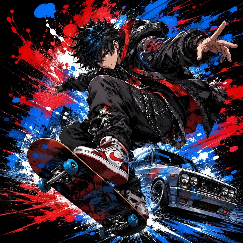 Urban Anime Skate Fusion Tshirt Designs