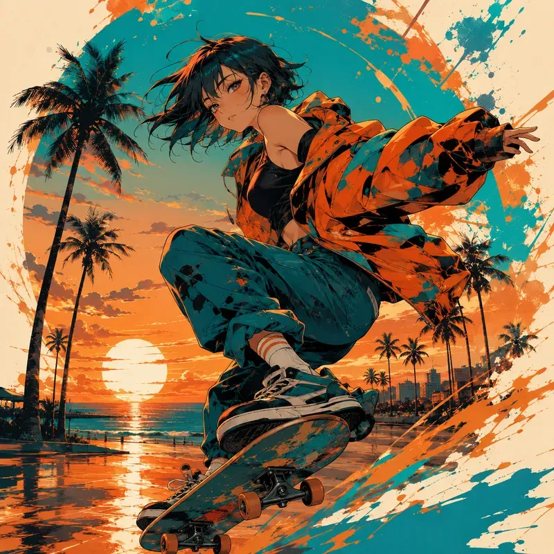 Urban Anime Skate Fusion Tshirt Designs
