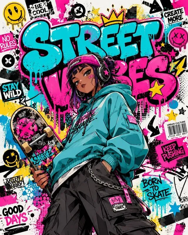 Urban Graffiti Cartoon Posters Premium
