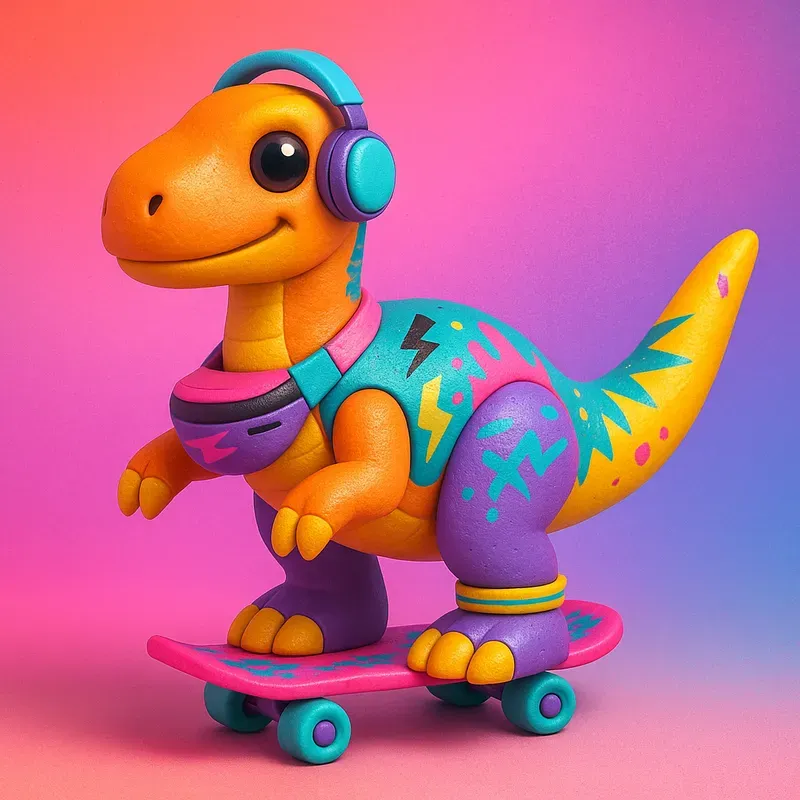 Retro 80s 90s Dinosaur Toy Prompts