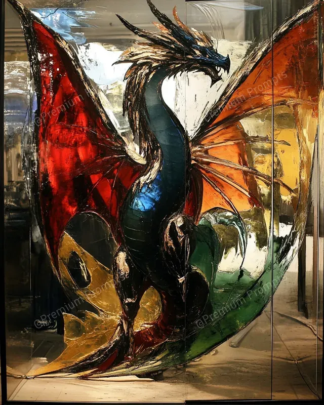 Rich Impasto Gold Oil Stained Glass Art