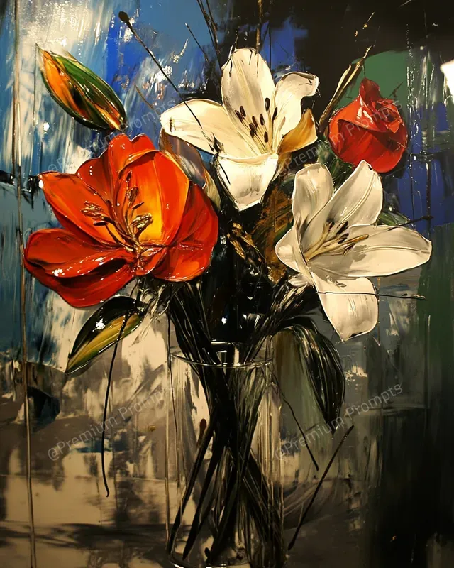 Rich Impasto Gold Oil Stained Glass Art