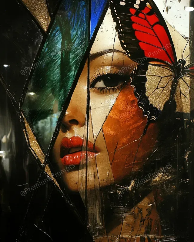 Rich Impasto Gold Oil Stained Glass Art