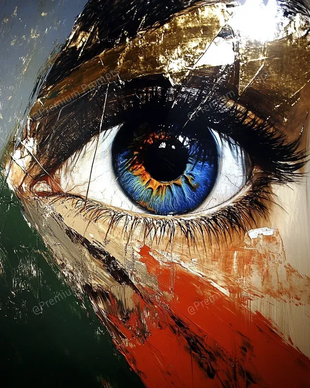 Rich Impasto Gold Oil Stained Glass Art