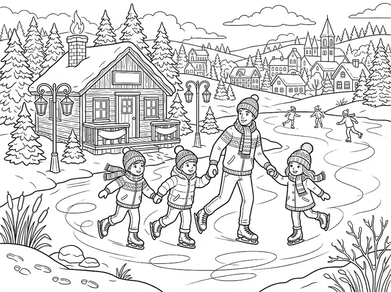 Winter Ice Skating Coloring Pages