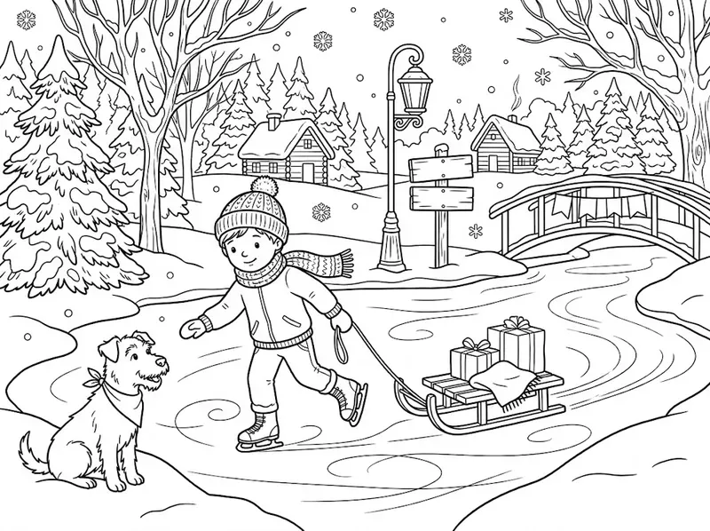 Winter Ice Skating Coloring Pages