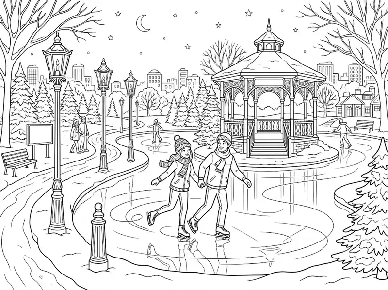 Winter Ice Skating Coloring Pages