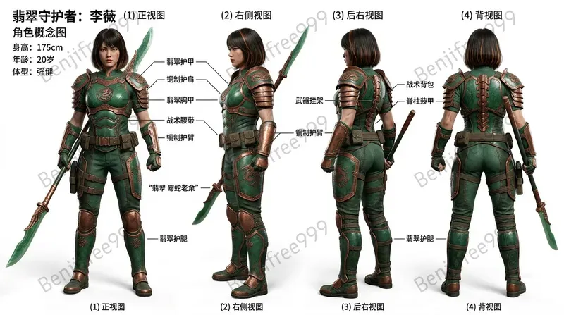 Custom Realistic 4view Character Sheets