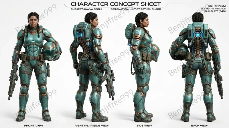 Custom Realistic 4view Character Sheets
