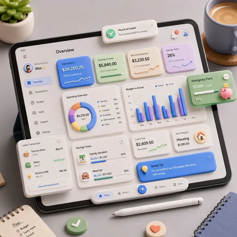 3D Claymorphic Dashboard UI Renders
