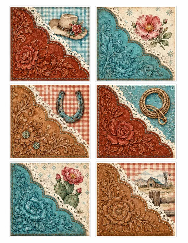 Cowgirl Scalloped Pocket Printables