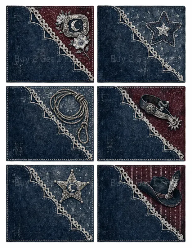 Cowgirl Scalloped Pocket Printables
