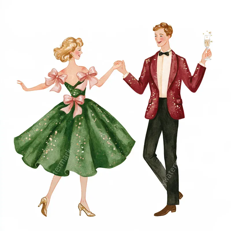 New Years Eve Glamour Watercolors