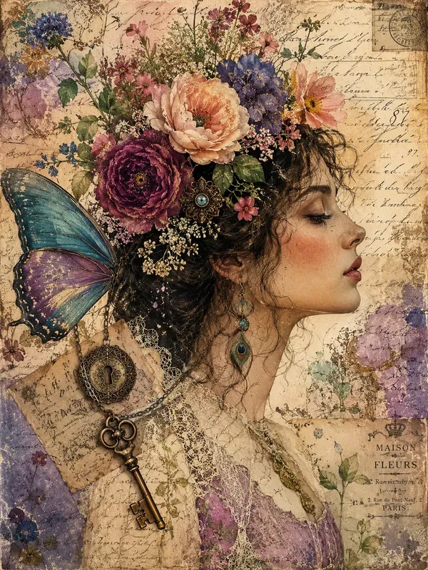 Romantic Fairytale Journal Collage Art