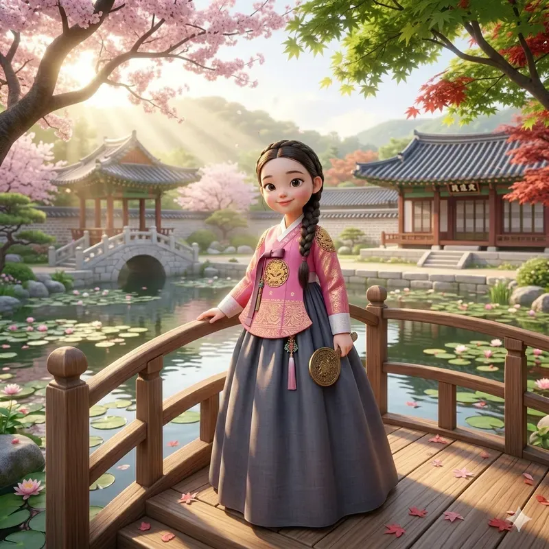 Pixar Style Korean Hanbok Girls