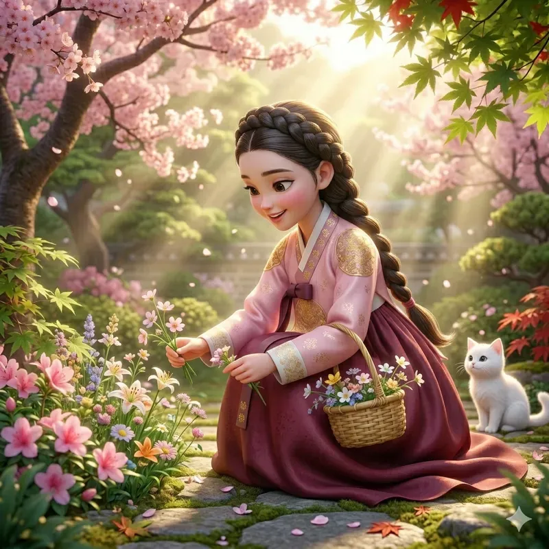 Pixar Style Korean Hanbok Girls