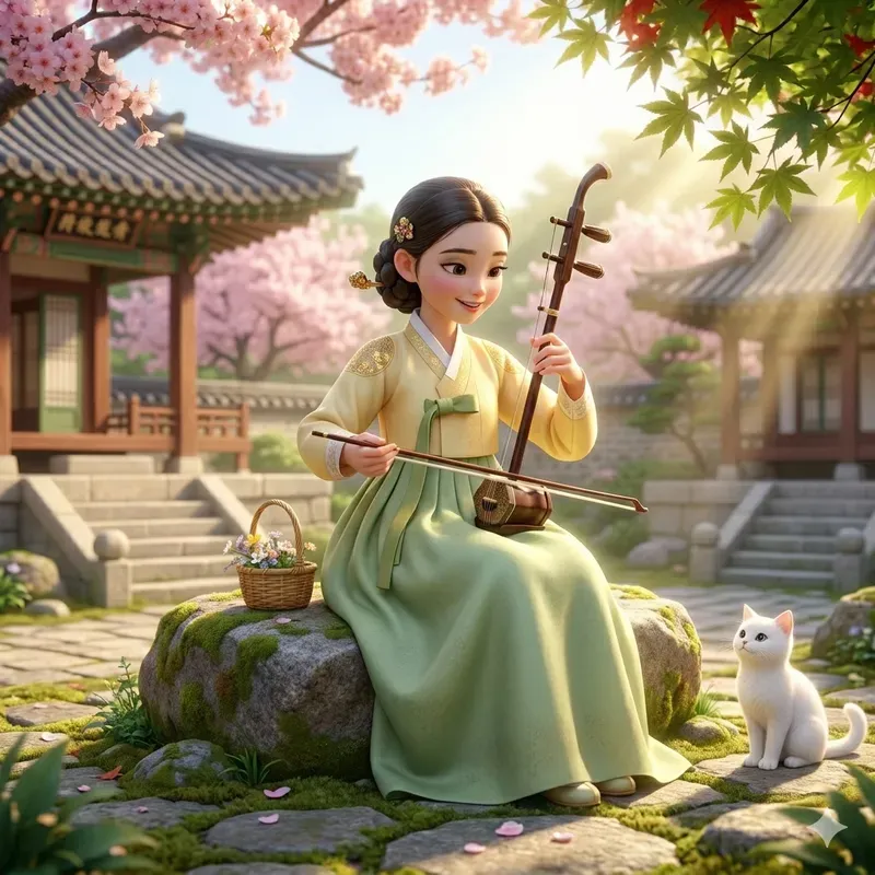 Pixar Style Korean Hanbok Girls