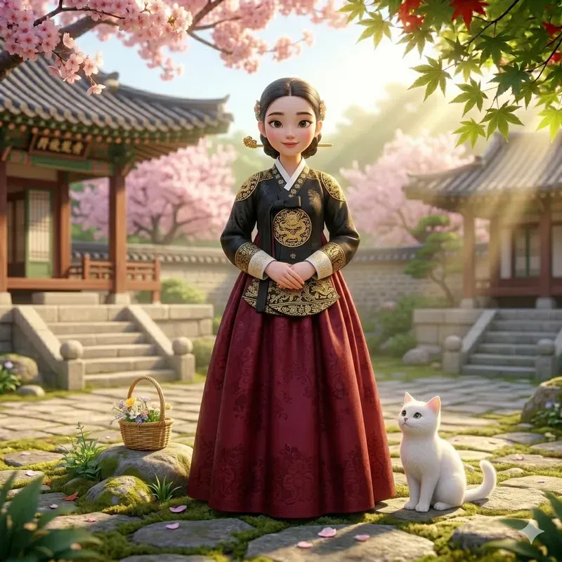 Pixar Style Korean Hanbok Girls