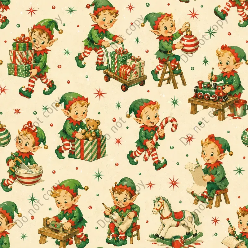 Kitsch Retro Christmas Seamless Patterns