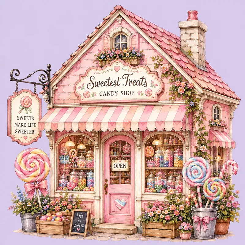 Watercolor Storybook Shop Facade Cliparts