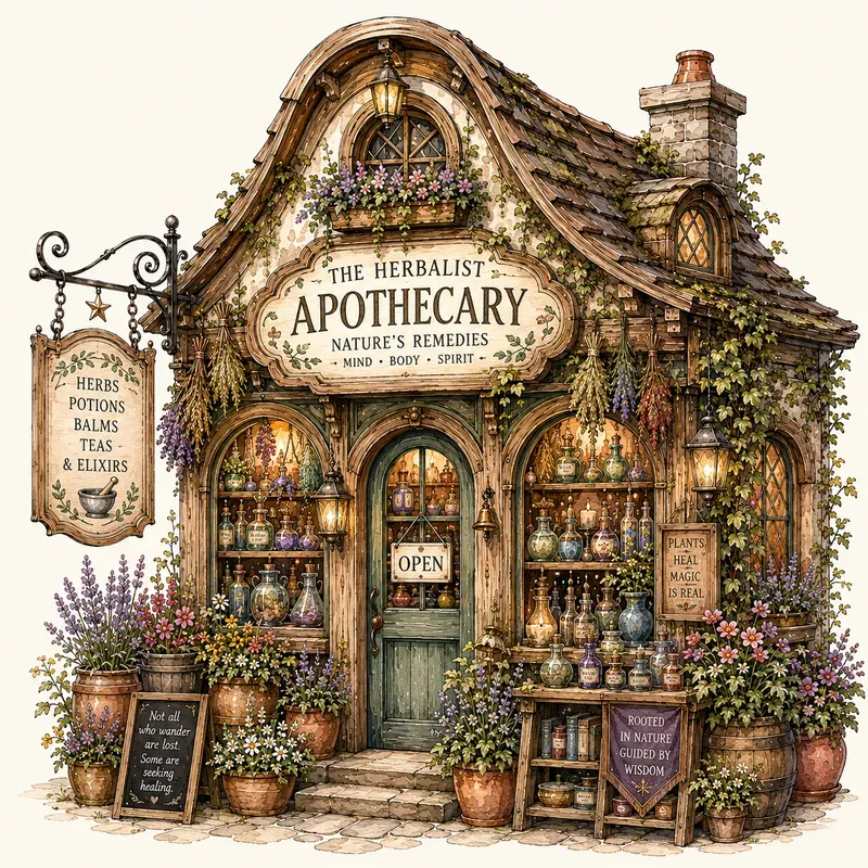 Watercolor Storybook Shop Facade Cliparts