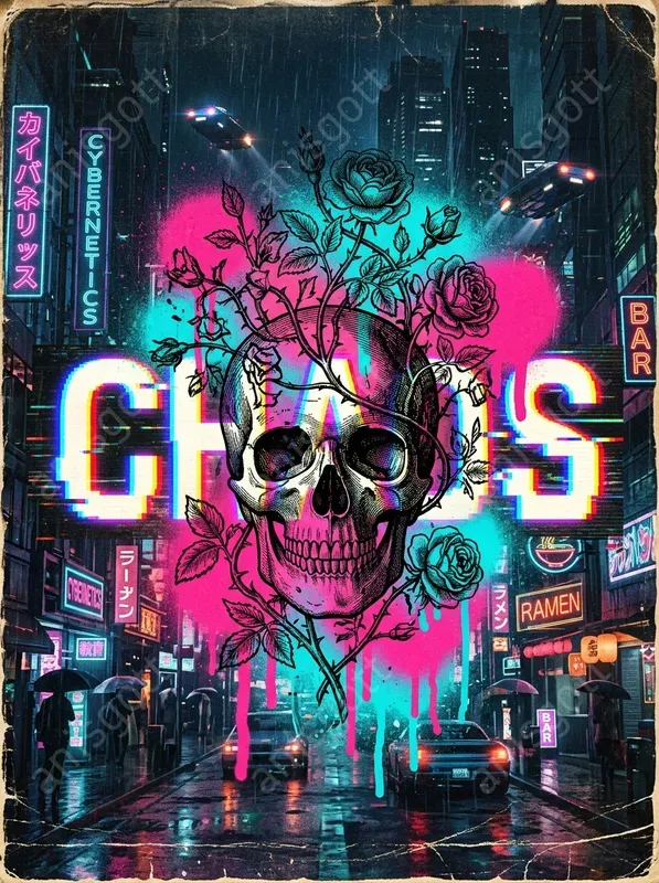 Retro Futuristic Cyber Glitch Posters