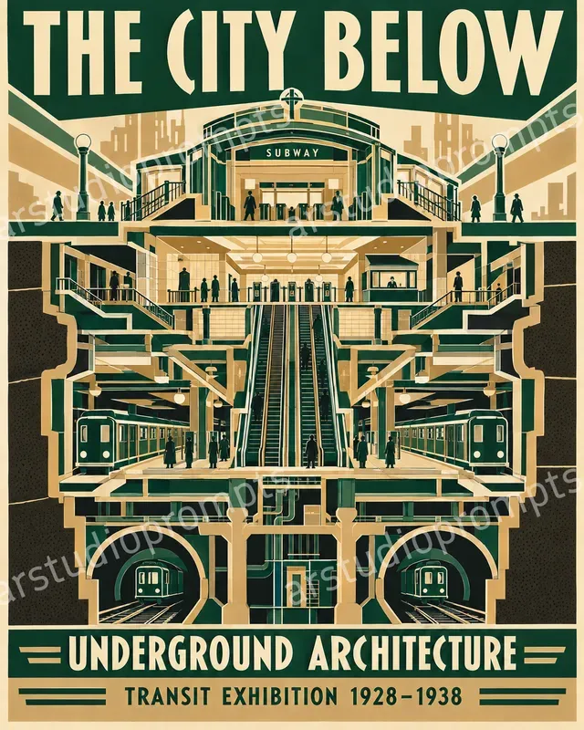Art Deco Cutaway World Posters
