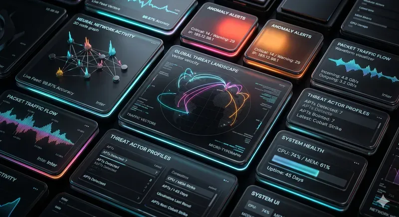 Premium Dark Mode Bento UI Modules