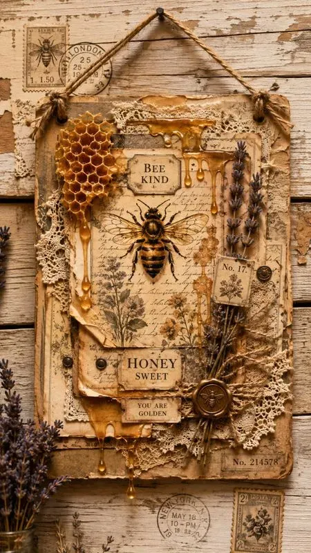 Honey Time Junk Journal Wall Art